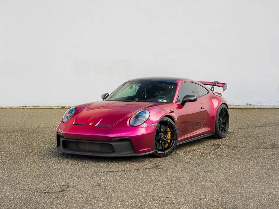 DIY Porsche 911 GT3 wrapped in Metallic Limited Special Edition Wildberry Juice car wrap film