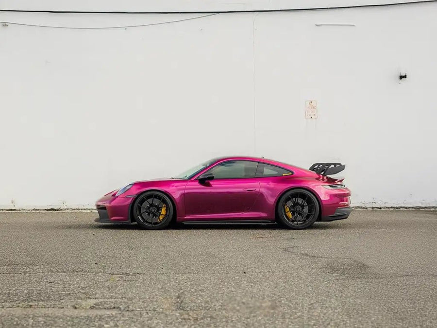 Porsche 911 wrapped in Metallic Limited Special Edition Wildberry Juice automotive vinyl film