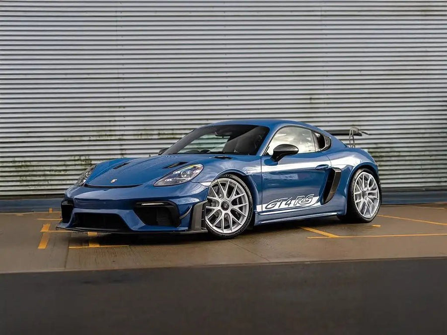 Porsche 718 Cayman GT4 RS wrapped in Inozetek SuperGloss Alex Choi Narwhal Blue wrap film