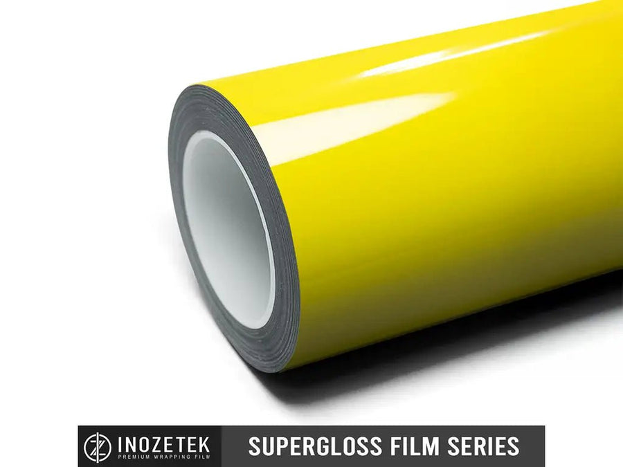 vinyl wrap roll of Inozetek SuperGloss Racing Yellow vinyl wrap