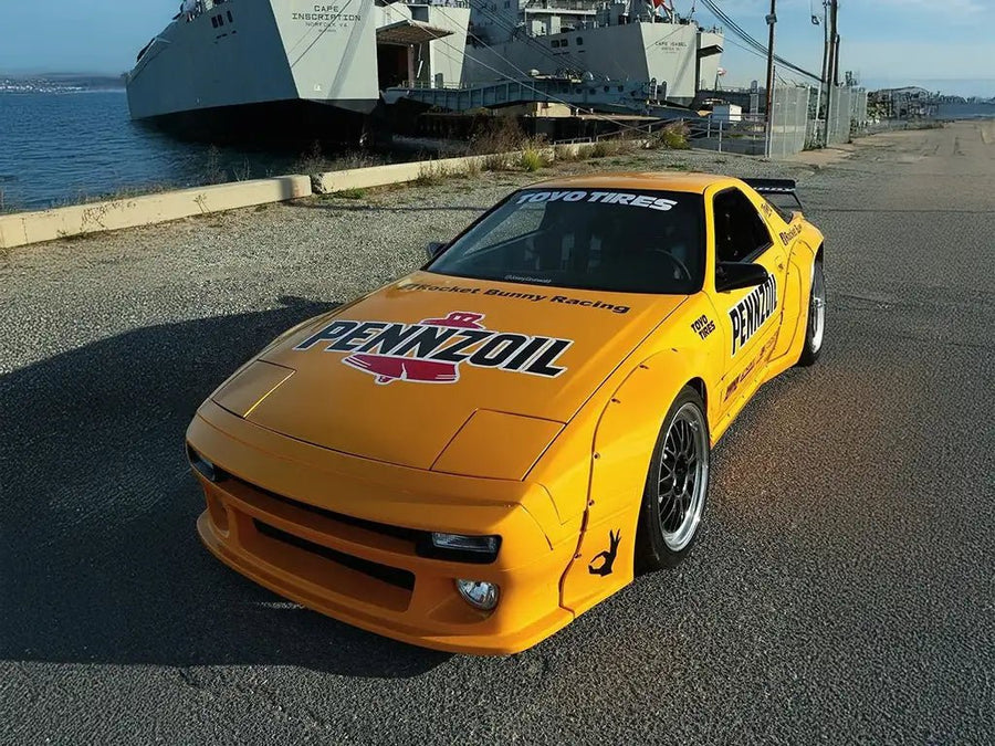 DIY Mazda RX-7 FC wrapped in SuperGloss Signal Yellow car wrap film