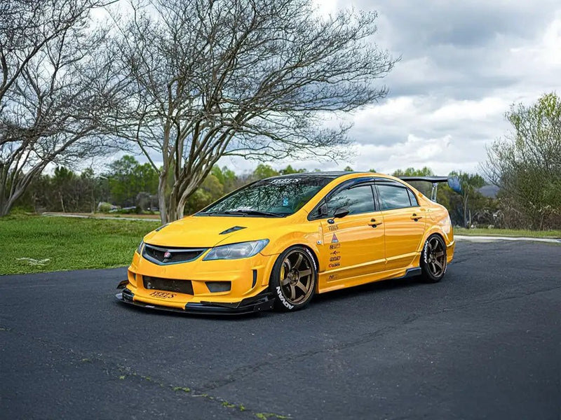DIY Honda Civic wrapped in SuperGloss Signal Yellow automotive vinyl film
