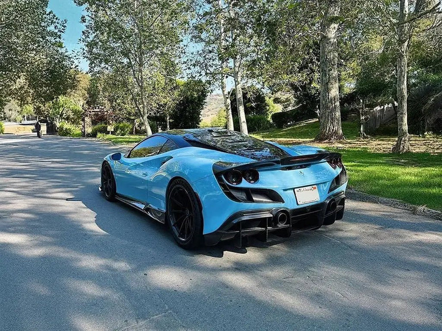 Ferrari 488 wrapped in Super Gloss Snow Blue vinyl wrap