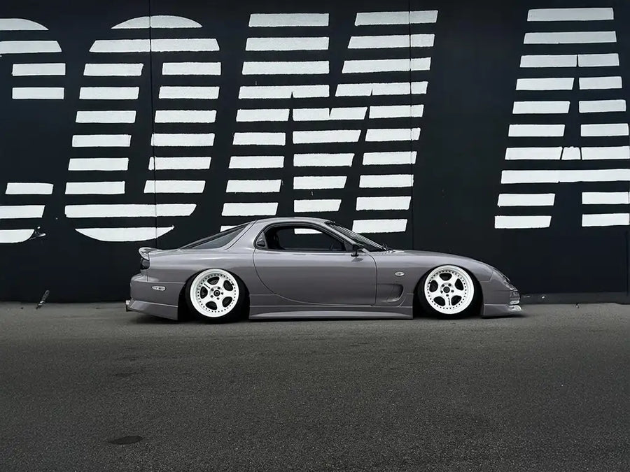 DIY Mazda RX-7 wrapped in Super Gloss Staple Pigeon Grey car wrap film
