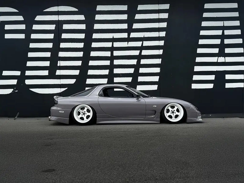 DIY Mazda RX-7 wrapped in Super Gloss Staple Pigeon Grey car wrap film