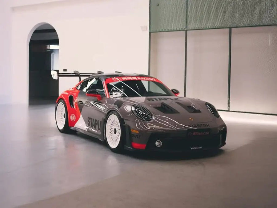 Porsche 911 GT3 wrapped in Super Gloss Staple Pigeon Grey wrap film