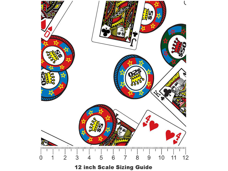 Aces Wild Americana Vinyl Film Pattern Size 12 inch Scale~Rwraps Aces Wild Americana Sizing Chart~3