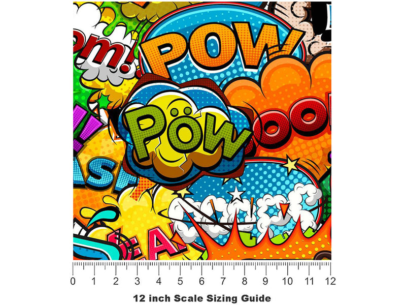 Action Comic Sticker Bomb Vinyl Film Pattern Size 12 inch Scale~Rwraps Action Comic Sticker Bomb Sizing Chart~3