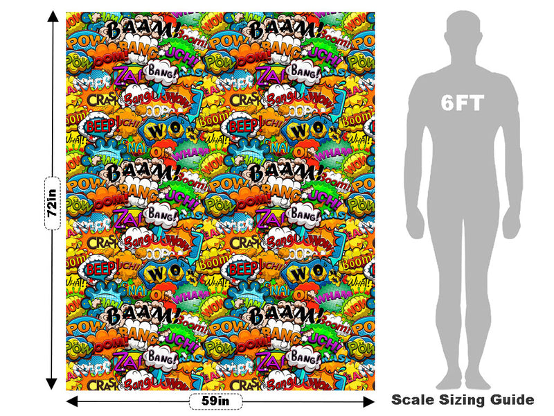 Action Comic Sticker Bomb Vehicle Wrap Scale~Rwraps Series 914 Action Comic Sticker Bomb Measurements~2