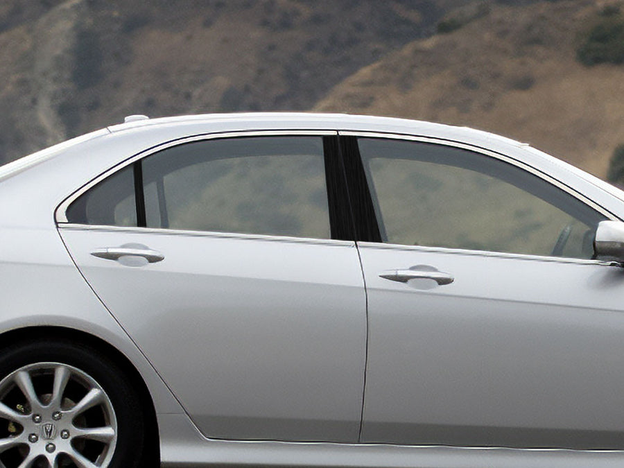 acura tsx 2004-2008 Brushed Aluminum Black Pillar Cover Diagram