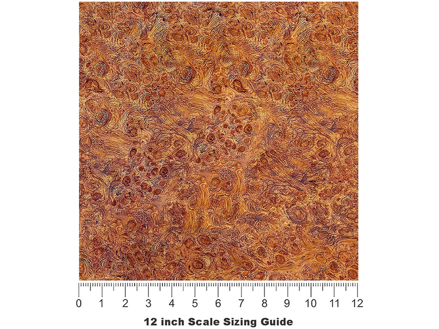 Afzelia Burlwood Woodgrain Vinyl Film Pattern Size 12 inch Scale~Rwraps Afzelia Burlwood Woodgrain Sizing Chart~3