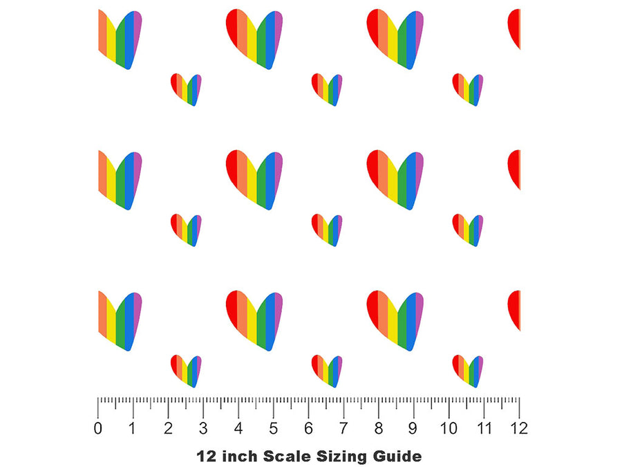All Colors Heart Vinyl Film Pattern Size 12 inch Scale~Rwraps All Colors Heart Sizing Chart~2