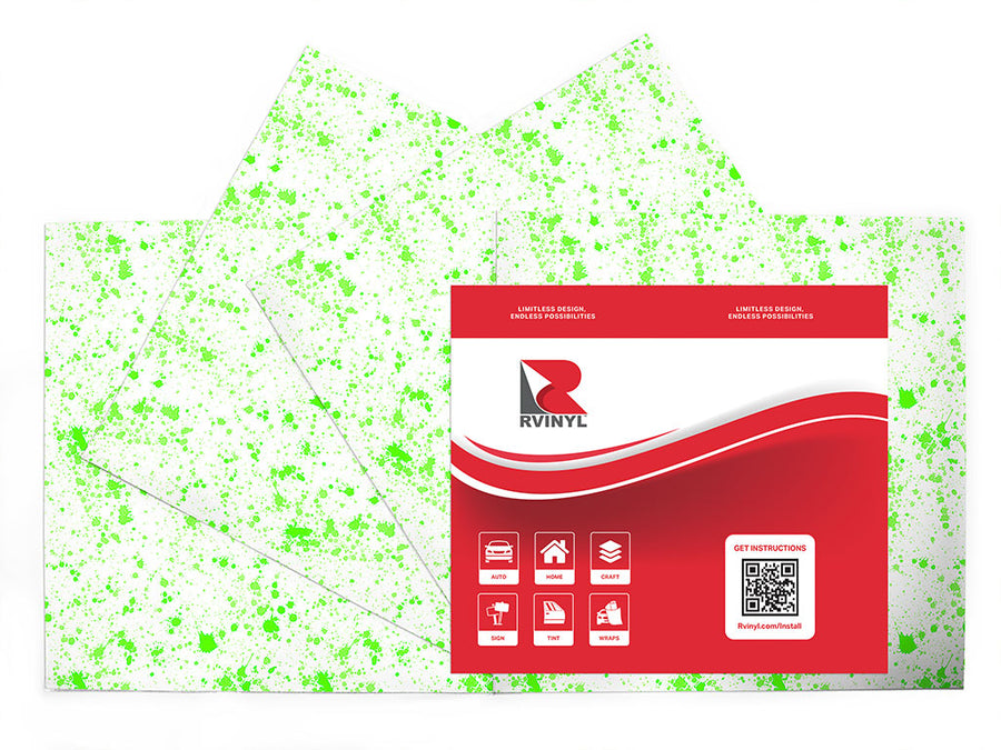 all lime paint splatter Craft Vinyl Sheet Pack