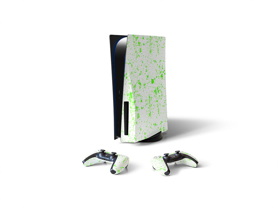 all lime paint splatter Sony PS5 DIY Skin