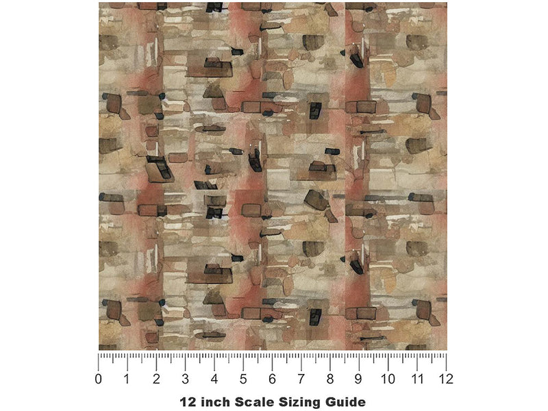 Almond Brown Brick Vinyl Film Pattern Size 12 inch Scale~Rwraps Almond Brown Brick Sizing Chart~3