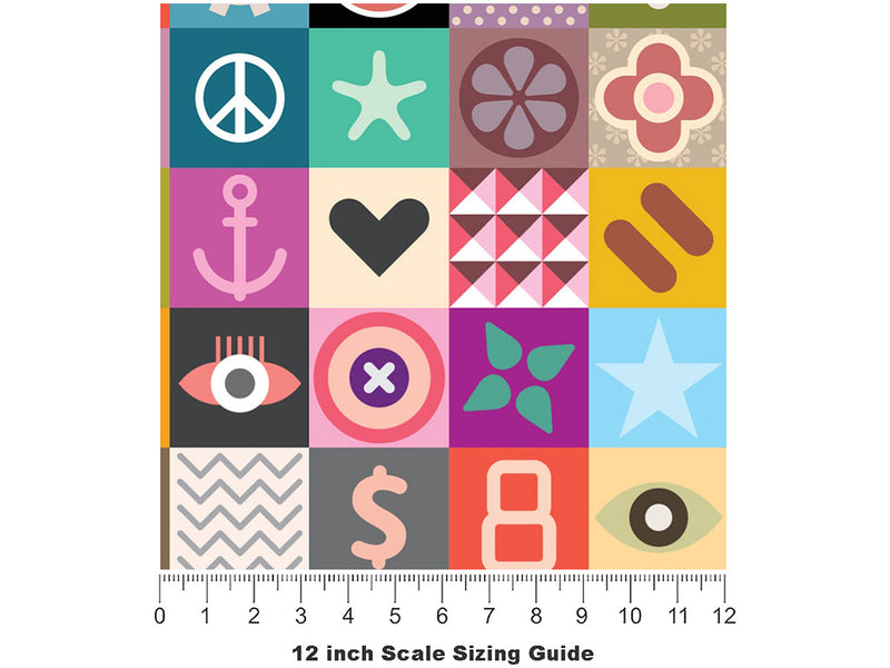 Alphabet Soup Mosaic Vinyl Film Pattern Size 12 inch Scale~Rwraps Alphabet Soup Mosaic Sizing Chart~2