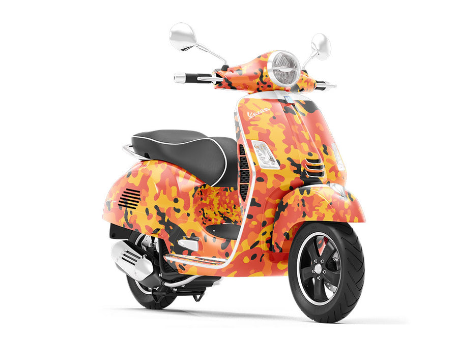 Amber Flames Camouflage Vespa Scooter Wrap Film