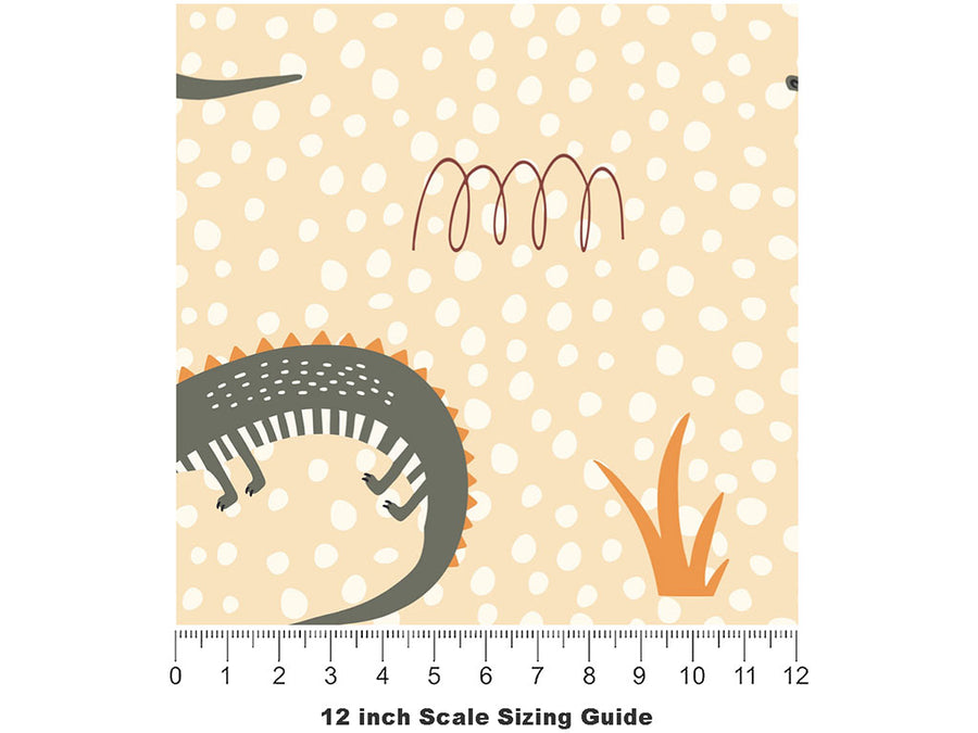 Ancient Alligators Marine Life Vinyl Film Pattern Size 12 inch Scale~Rwraps Ancient Alligators Marine Life Sizing Chart~2