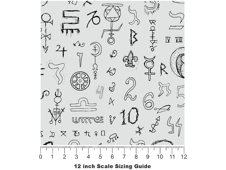 Ancient Symbology Mystic Vinyl Film Pattern Size 12 inch Scale~Rwraps Ancient Symbology Mystic Sizing Chart~2