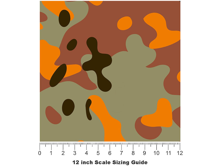 Apricot Flecktarn Camouflage Vinyl Film Pattern Size 12 inch Scale~Rwraps Apricot Flecktarn Camouflage Sizing Chart~3