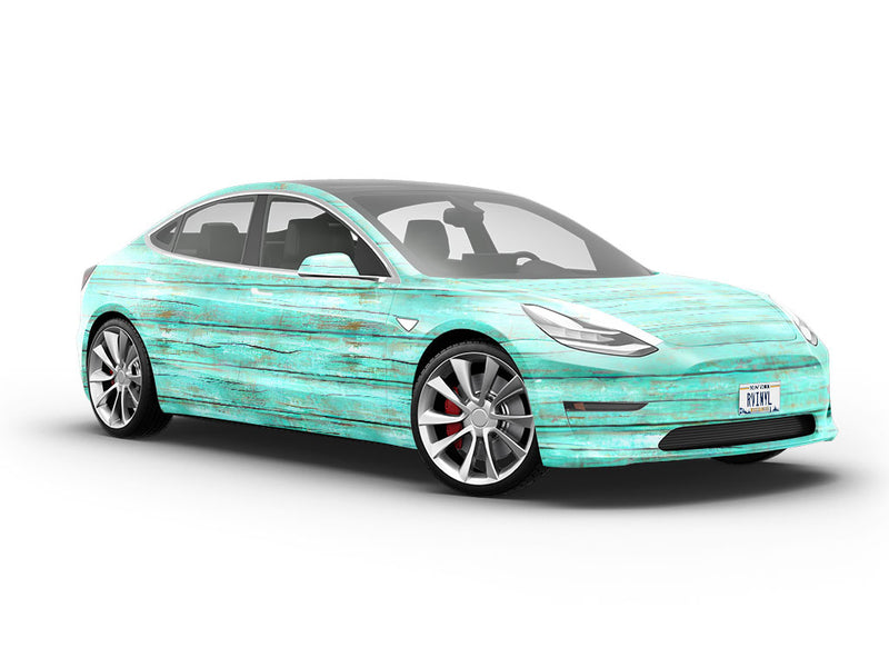 Aquamarine Wood Plank Vehicle Vinyl Wrap