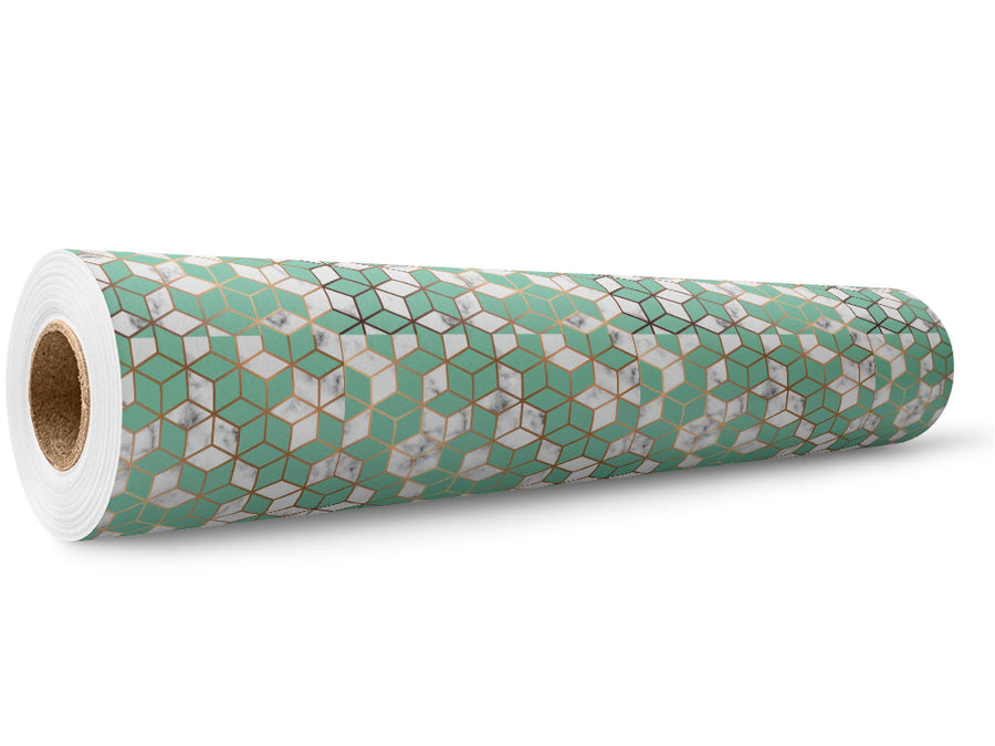 Aquamarine Cubes Tile Wrap Film Wholesale Roll~Rwraps Series 914 Digitally Printed Vinyl Roll~5