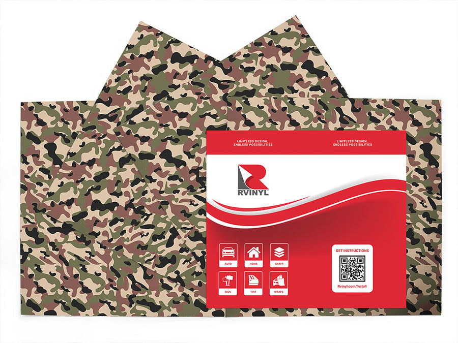 army woodland camouflage Craft Vinyl Sheet Pack
