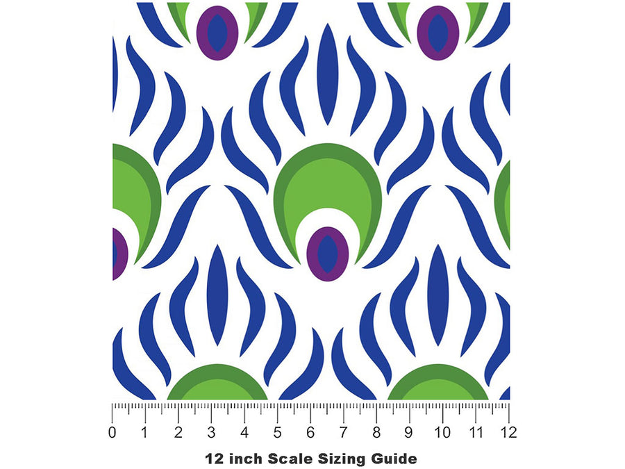 Artful Plumes Birds Vinyl Film Pattern Size 12 inch Scale~Rwraps Artful Plumes Birds Sizing Chart~2