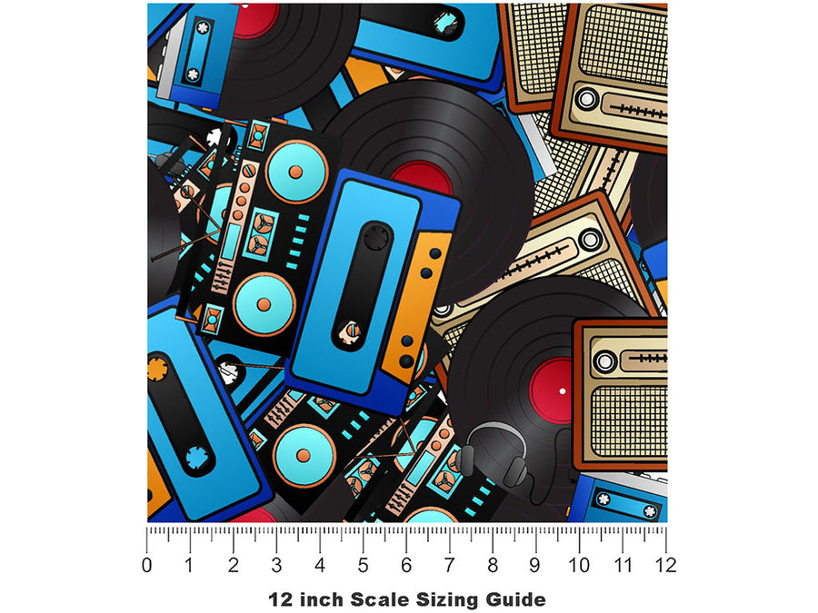 Audio Playback Music Vinyl Film Pattern Size 12 inch Scale~Rwraps Audio Playback Music Sizing Chart~2