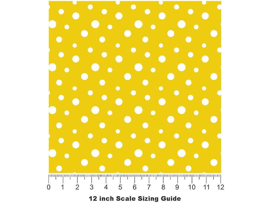 Aureolin Yellow Polka Dot Vinyl Film Pattern Size 12 inch Scale~Rwraps Aureolin Yellow Polka Dot Sizing Chart~2