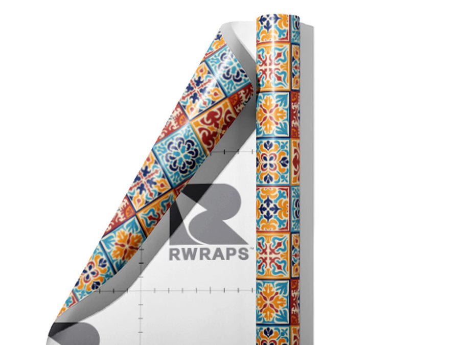 Autumn Tile Wrap Film Sheets~Rwraps Series 914 Autumn Tile Scrolled Sheet~4