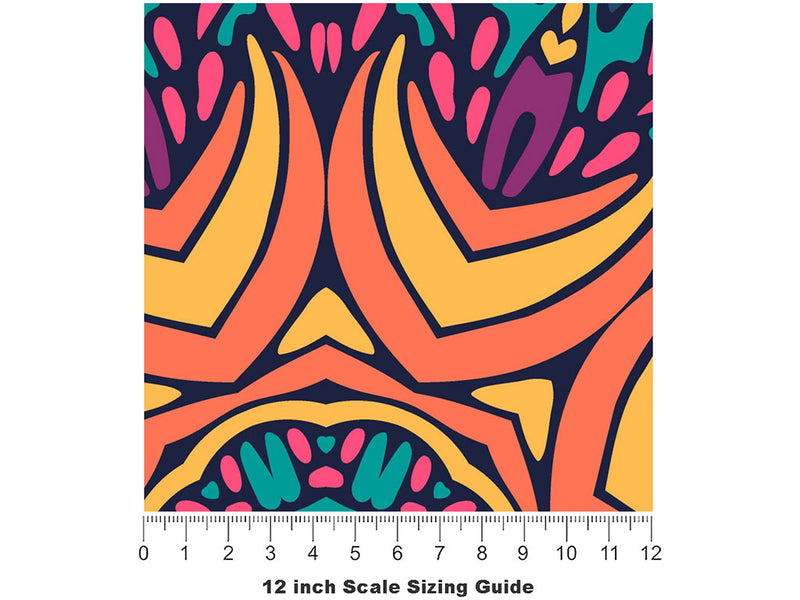 Autumnal Ferns Mandala Vinyl Film Pattern Size 12 inch Scale~Rwraps Autumnal Ferns Mandala Sizing Chart~2