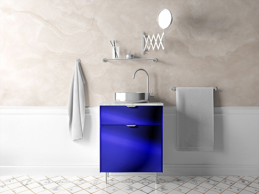 Avery Dennison™ SF 100 Blue Chrome Bathroom Cabinet Wraps