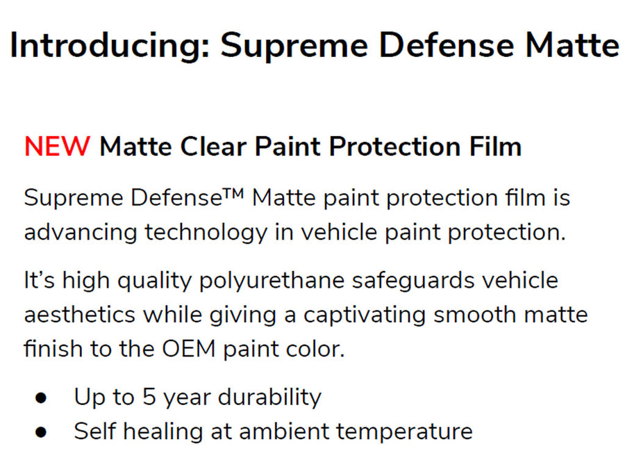 Avery Dennison Supreme Defense Matte OEM Paint Protection