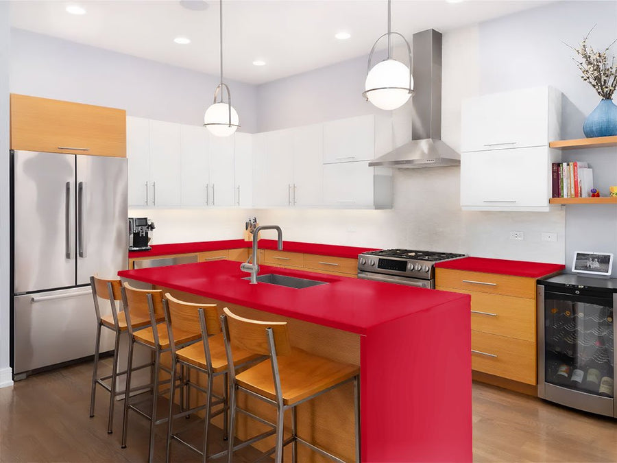 Avery Dennison SW900 Gloss Carmine Red Custom Kitchen Counter Wraps