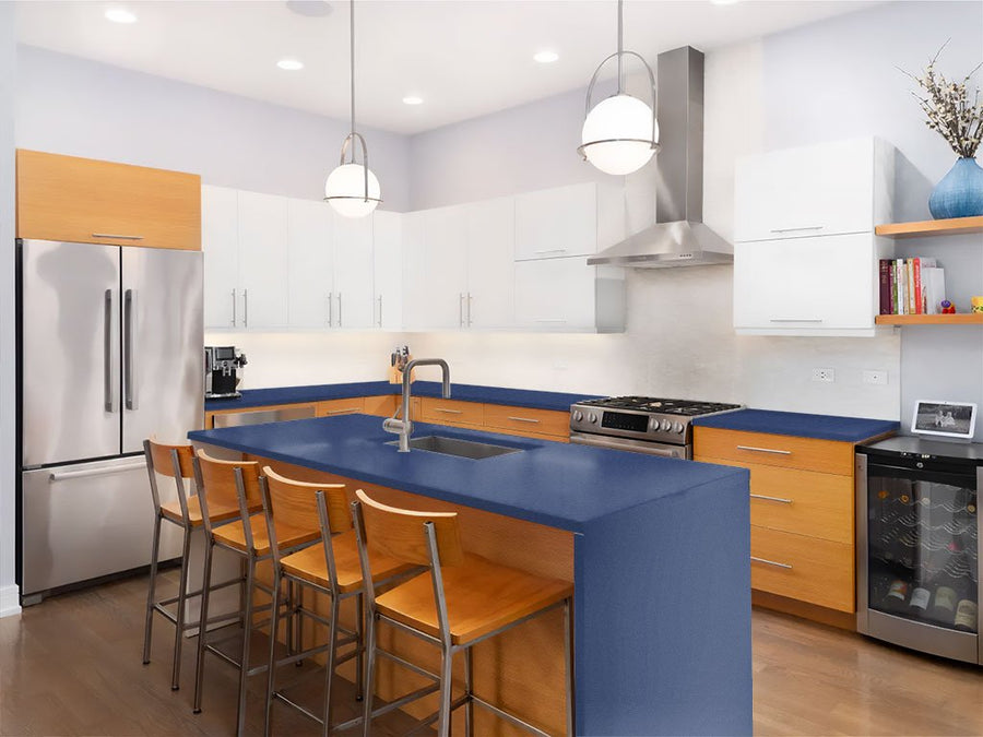 Avery Dennison SW900 Matte Metallic Night Blue Custom Kitchen Counter Wraps