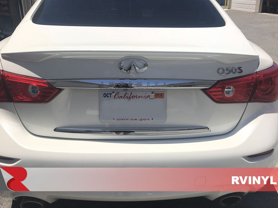 Infiniti Q50 Before Avery SW900 Gloss White Pearl Chrome Delete Wrap