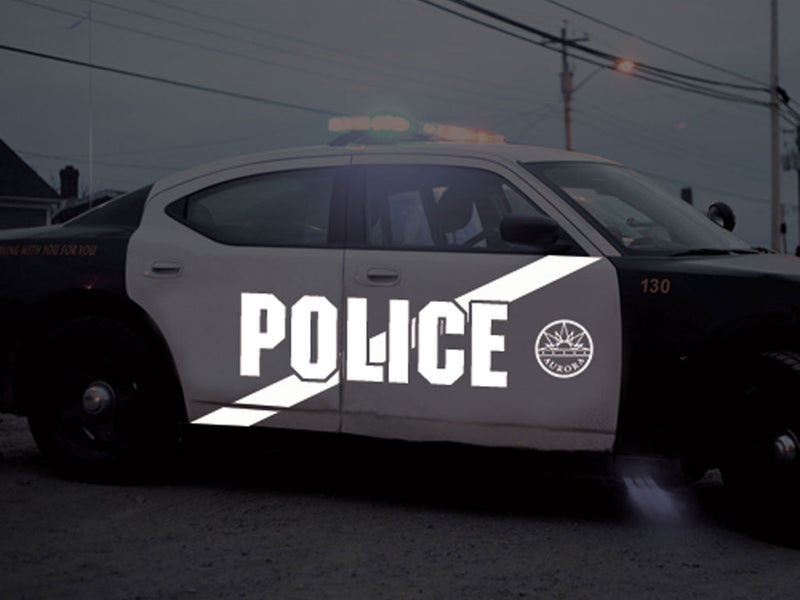 Avery Dennison V4000 White Reflective Vinyl Decal Installed on Police Car