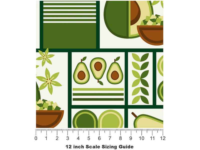 Avocado Toast Mosaic Vinyl Film Pattern Size 12 inch Scale~Rwraps Avocado Toast Mosaic Sizing Chart~2
