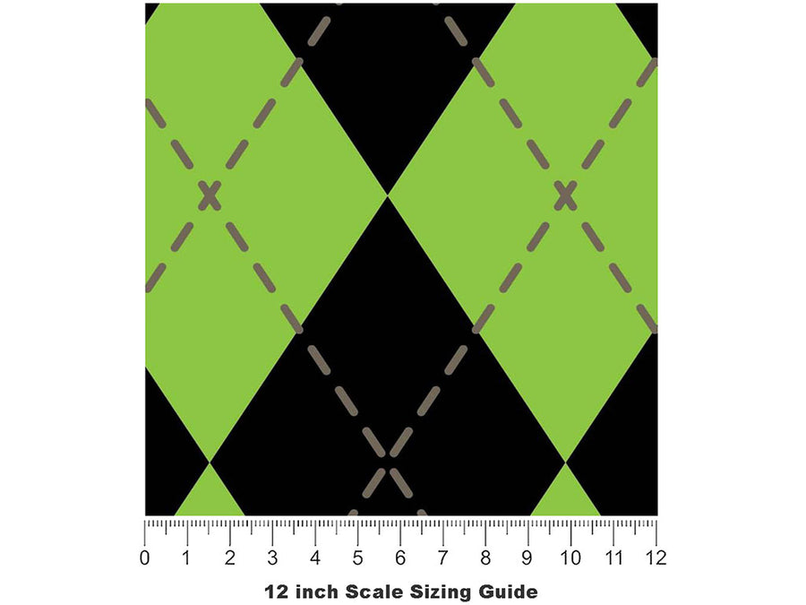 Avocado Tone Argyle Vinyl Film Pattern Size 12 inch Scale~Rwraps Avocado Tone Argyle Sizing Chart~2