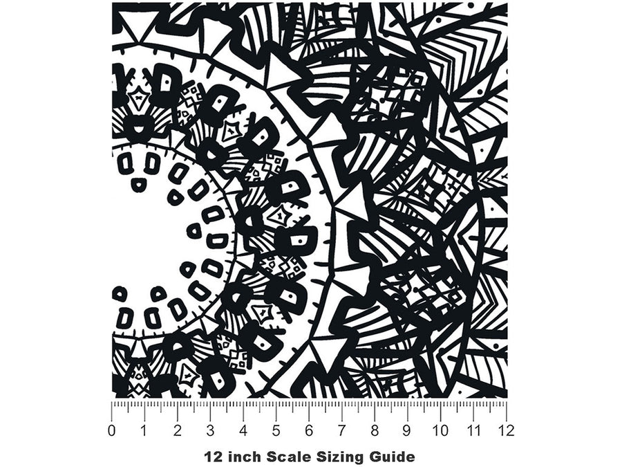 Aztek Sun Mandala Vinyl Film Pattern Size 12 inch Scale~Rwraps Aztek Sun Mandala Sizing Chart~2