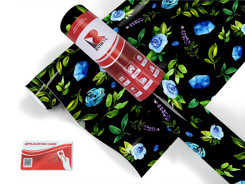 azure rose floral Craft Vinyl Roll