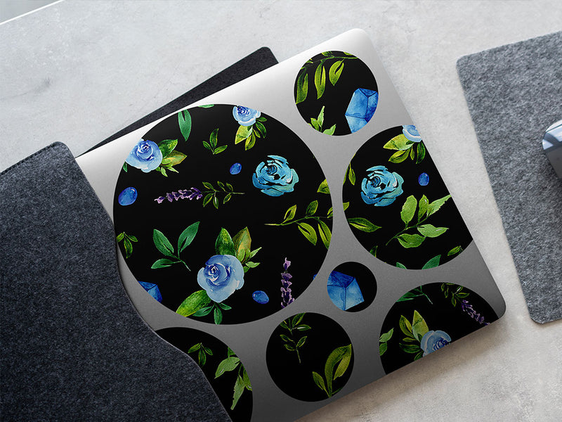 azure rose floral DIY Laptop Stickers