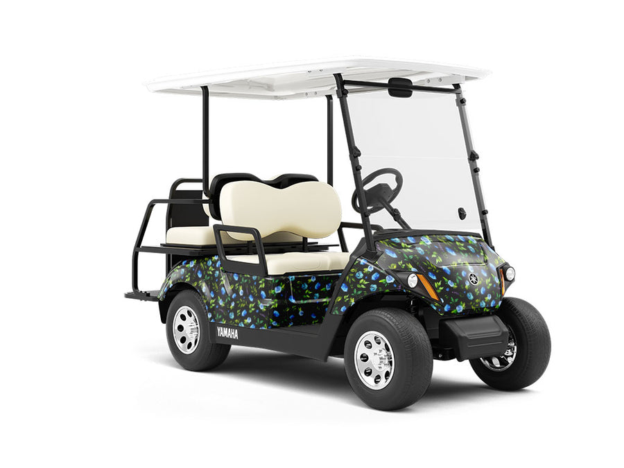 Azure Rose Floral Wrapped Golf Cart