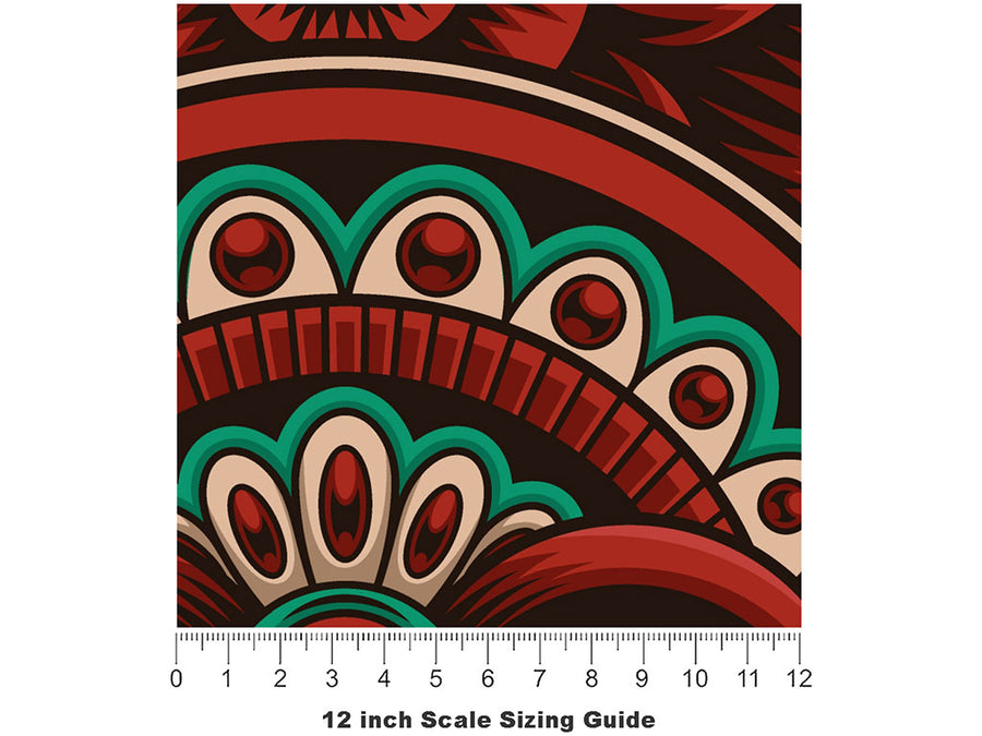 Bali Mask Asian Vinyl Film Pattern Size 12 inch Scale~Rwraps Bali Mask Asian Sizing Chart~2