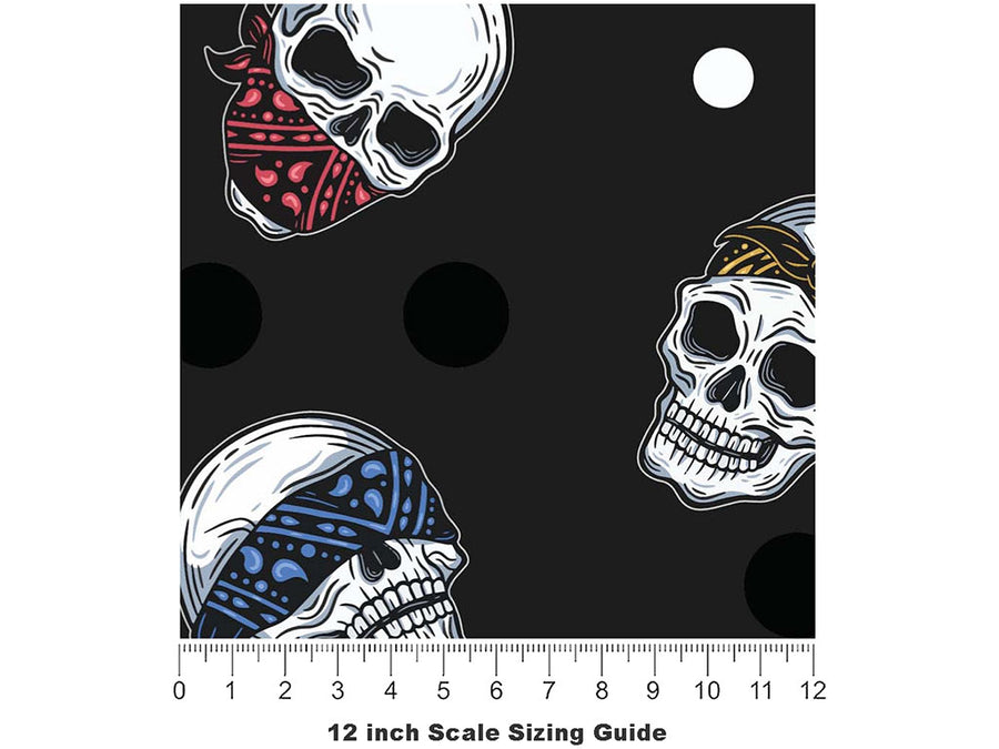 Bandana Three Monkeys Halloween Vinyl Film Pattern Size 12 inch Scale~Rwraps Bandana Three Monkeys Halloween Sizing Chart~2