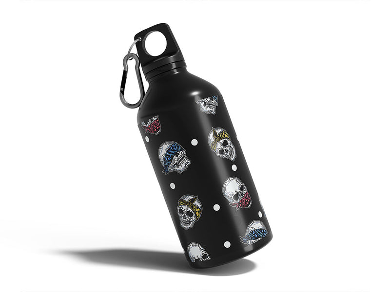 bandana three monkeys skull and bones Water Bottle DIY Stickers