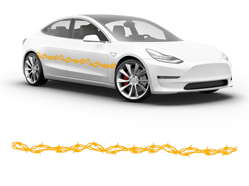 3M Sunflower Yellow Barbed Wire Body Graphic~Full Side Auto Decal Kit~0