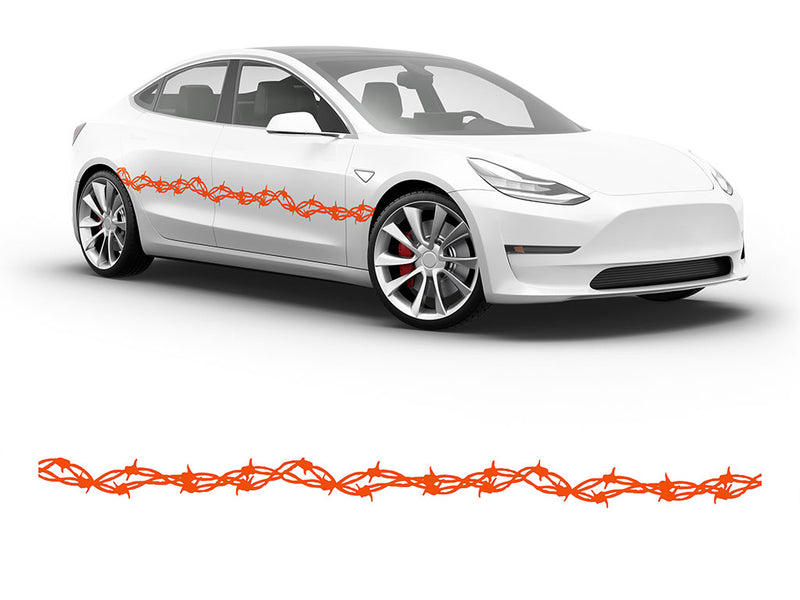 3M Bright Orange Barbed Wire Body Graphic~Full Side Auto Decal Kit~0