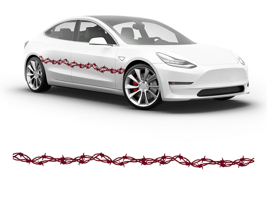 3M Burgundy Barbed Wire Body Graphic~Full Side Auto Decal Kit~0